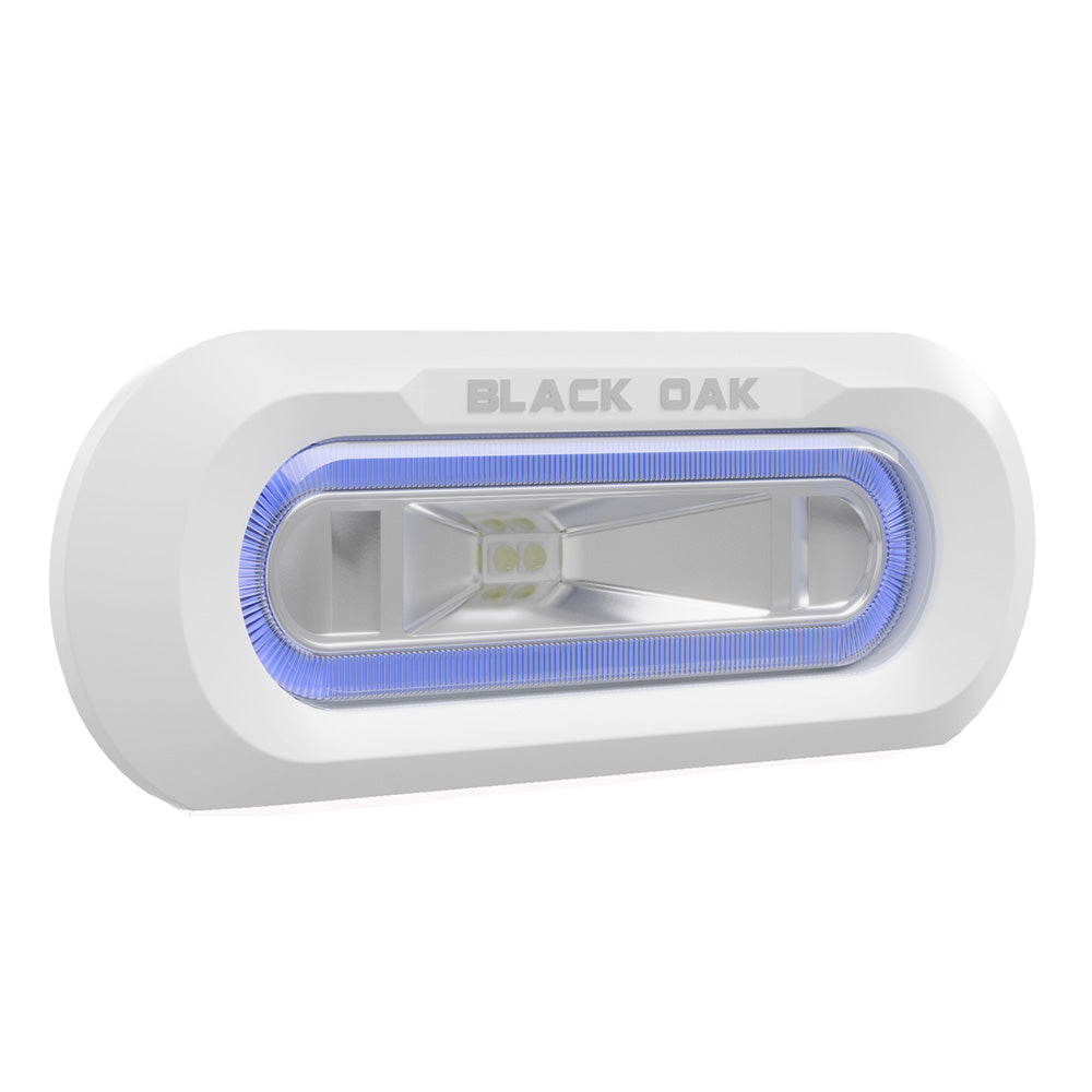 Black Oak Low Pro Marine Spreader Light - Flush Mount - White Housing - Blue LED [MLPS-FB]