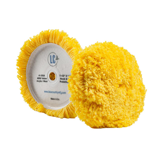 Lake Country Yellow 40/60 Unsteamed Twisted Wool/Acrylic Pad 7.5" x 1.5" [41-355A-LC]