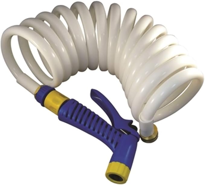 Marpac New Marine Boat Coiled Washdown Hose with Nozzle 1/2 x 15 7-0422