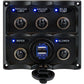 Sea-Dog Water Resistant Toggle Switch Panel w/USB Power Socket - 5 Toggle [424617-1]