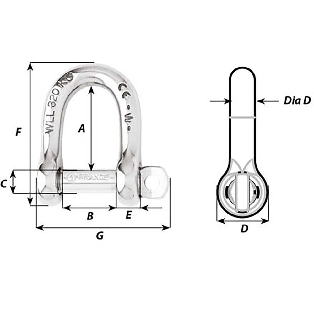 Wichard Self-Locking D Shackle - Diameter 10mm - 13/32" [1205W]