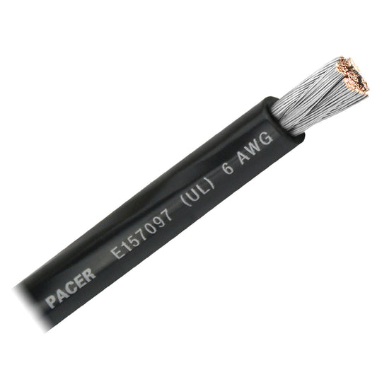 Pacer Black 6 AWG Battery Cable - Sold By The Foot  [WUL6BK-FT]
