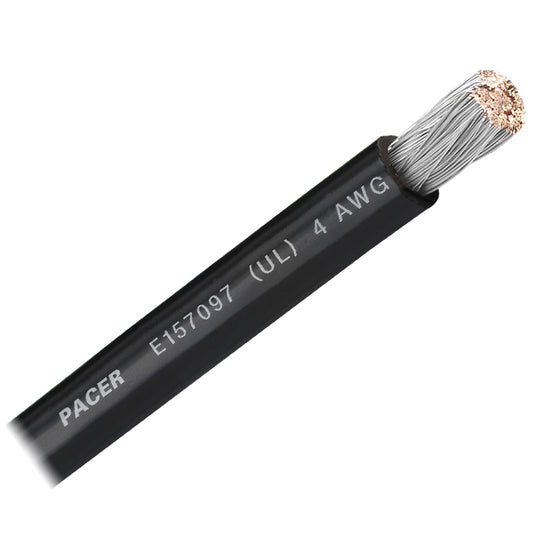 Pacer Black 4 AWG Battery Cable - Sold By The Foot  [WUL4BK-FT]