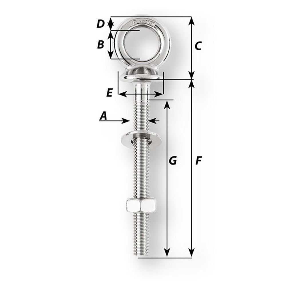 Wichard Eye Bolt - M12 x 175mm - Length 120mm [6497W]