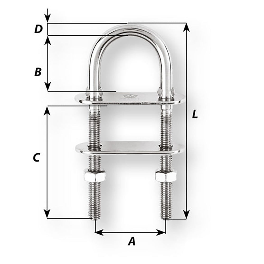 Wichard U-Bolt Pad Eye - 6mm Diameter - 15/64" - 90mm Length - 3-35/64" [6523W]