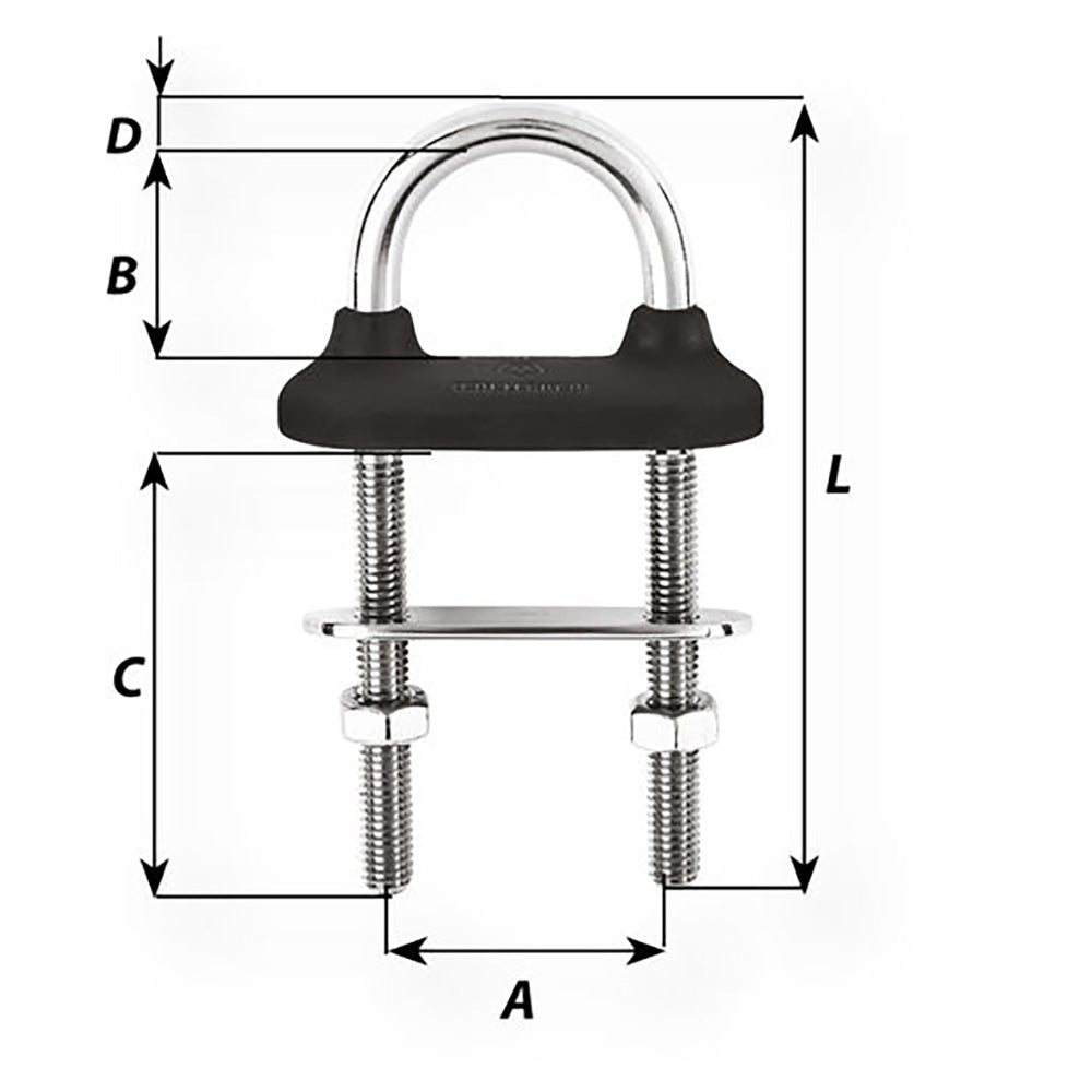 Wichard Black Watertight U-Bolt - 6mm Diameter - 15/64" - 70mm Length - 2-3/4" [65331W]
