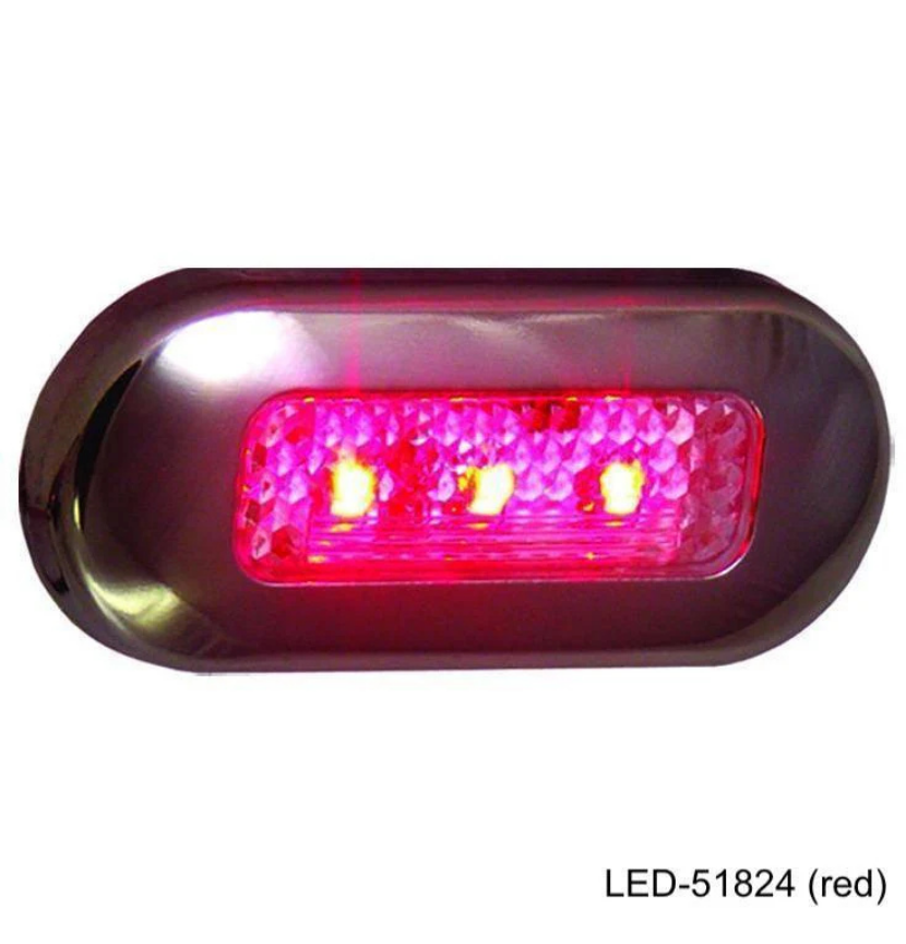 TH Marine LED Oblong Courtesy Light Red, LED-51824-DP