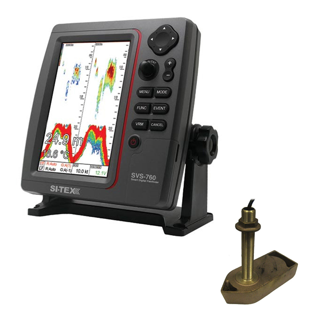 SI-TEX SVS-760 Dual Frequency Sounder 600W Kit w/Bronze Thru-Hull Temp Transducer - 307/50/200T-CX [SVS-760TH1]