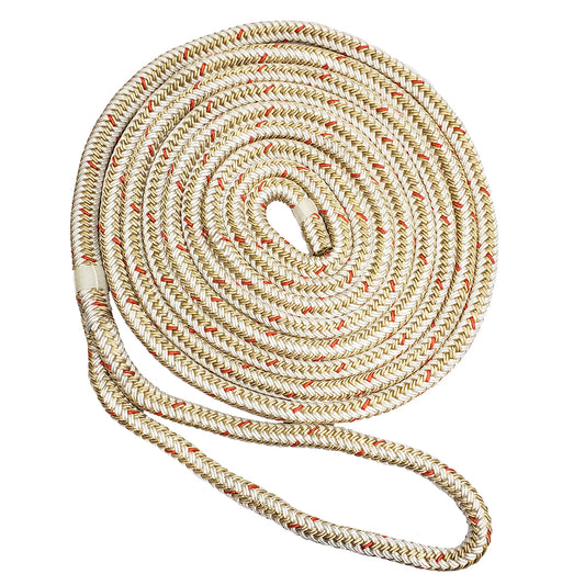 New England Ropes 3/4" Double Braid Dock Line - White/Gold w/Tracer - 25 [C5059-24-00025]