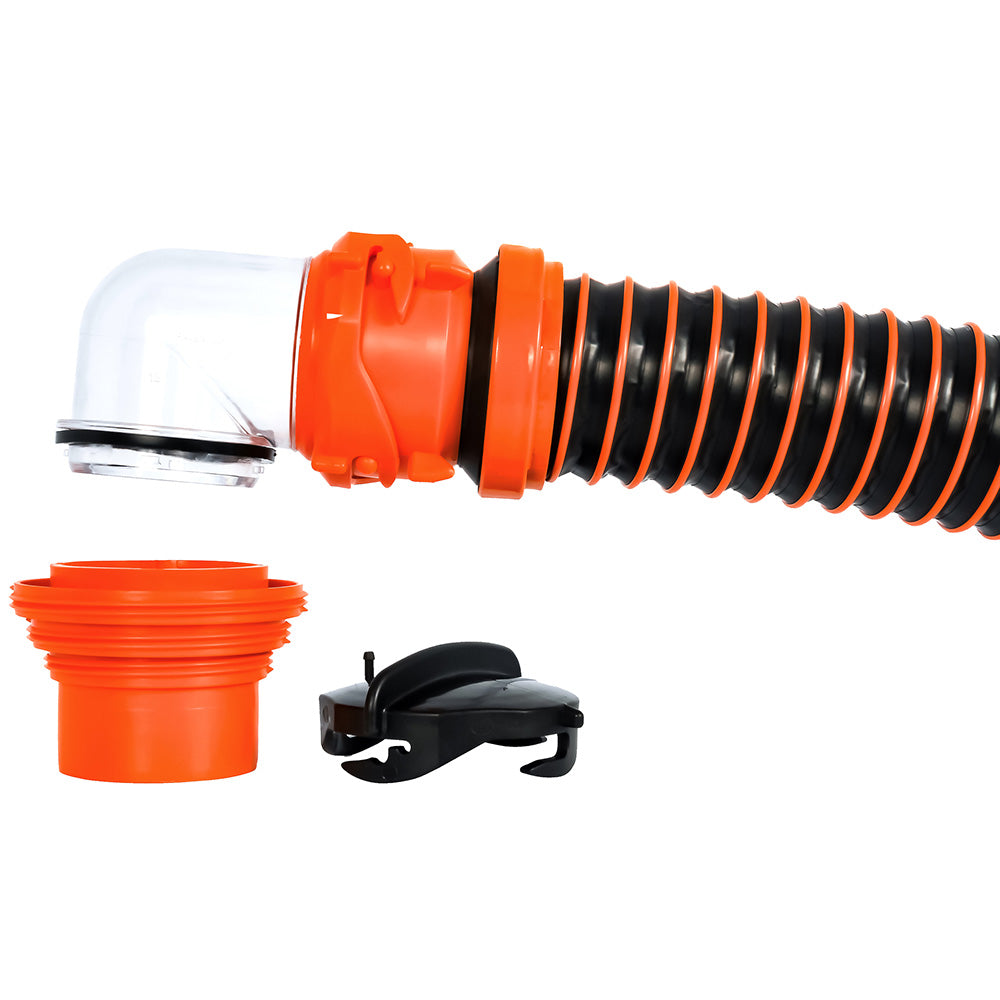 Camco RhinoEXTREME 15 Sewer Hose Kit w/Swivel Fitting 4 In 1 Elbow Caps [39859]