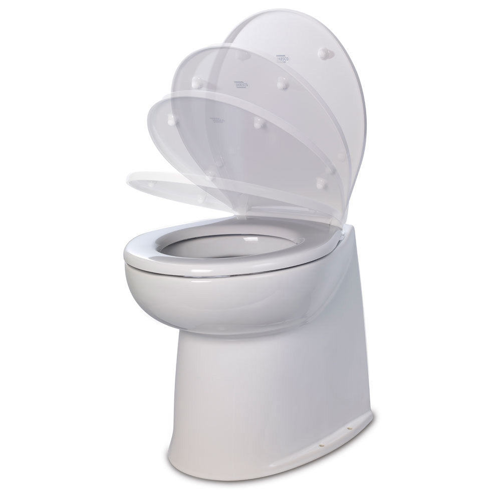 Jabsco Deluxe Flush 14" Straight Back 12V Freshwater Electric Marine Toilet w/Solenoid Valve  Soft Close Lid [58080-3012]